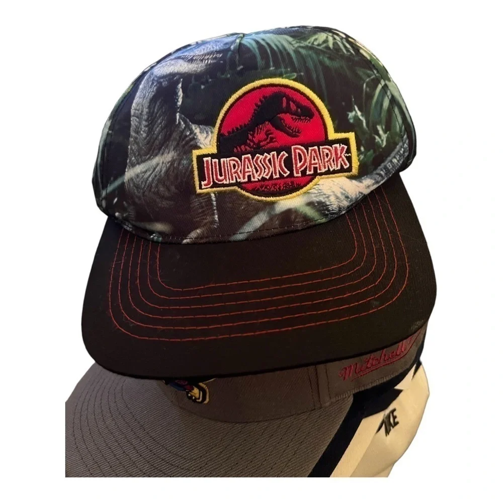 ▶️ Jurassic Park ◀️ Multi Color Flat Bill Snap Back Hat.